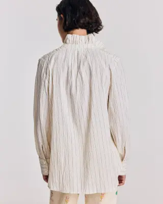 Chemise Léonor rayures écru et marine — photo 5