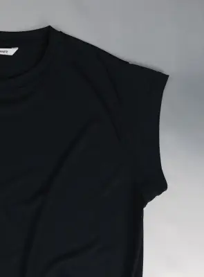 Sleeveless T-Shirt in Navy Blue Eucalyptus & Cotton — photo 3