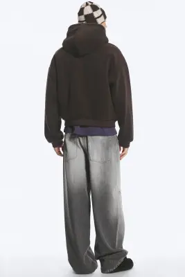 Sweat à capuche en polaire, zip à double sens - Marron foncé — photo 3