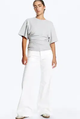 T-SHIRT AJUSTÉ DRAPÉ - Gris chiné — photo 1
