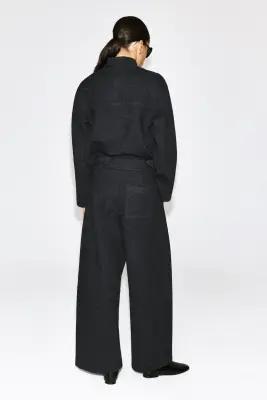 PANTALON BARREL EN LAINE MÉLANGÉE BOUILLIE - GRIS ANTHRACITE CHINÉ — photo 4