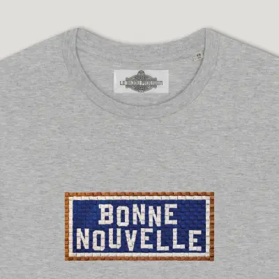 T-SHIRT COTON BIO BRODÉ - BONNE NOUVELLE - GRIS — photo 2