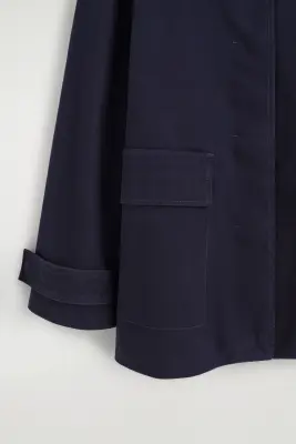 VESTE EN SERGÉ DE COTON À COL CHEMINÉE - BLEU MARINE — photo 2