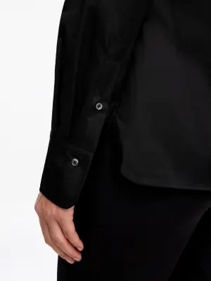 Chemise slim en coton extensible - Noir — photo 3