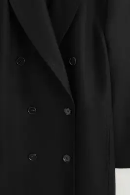 MANTEAU TAILLEUR CROISÉ EN LAINE MÉLANGÉE - NOIR — photo 3