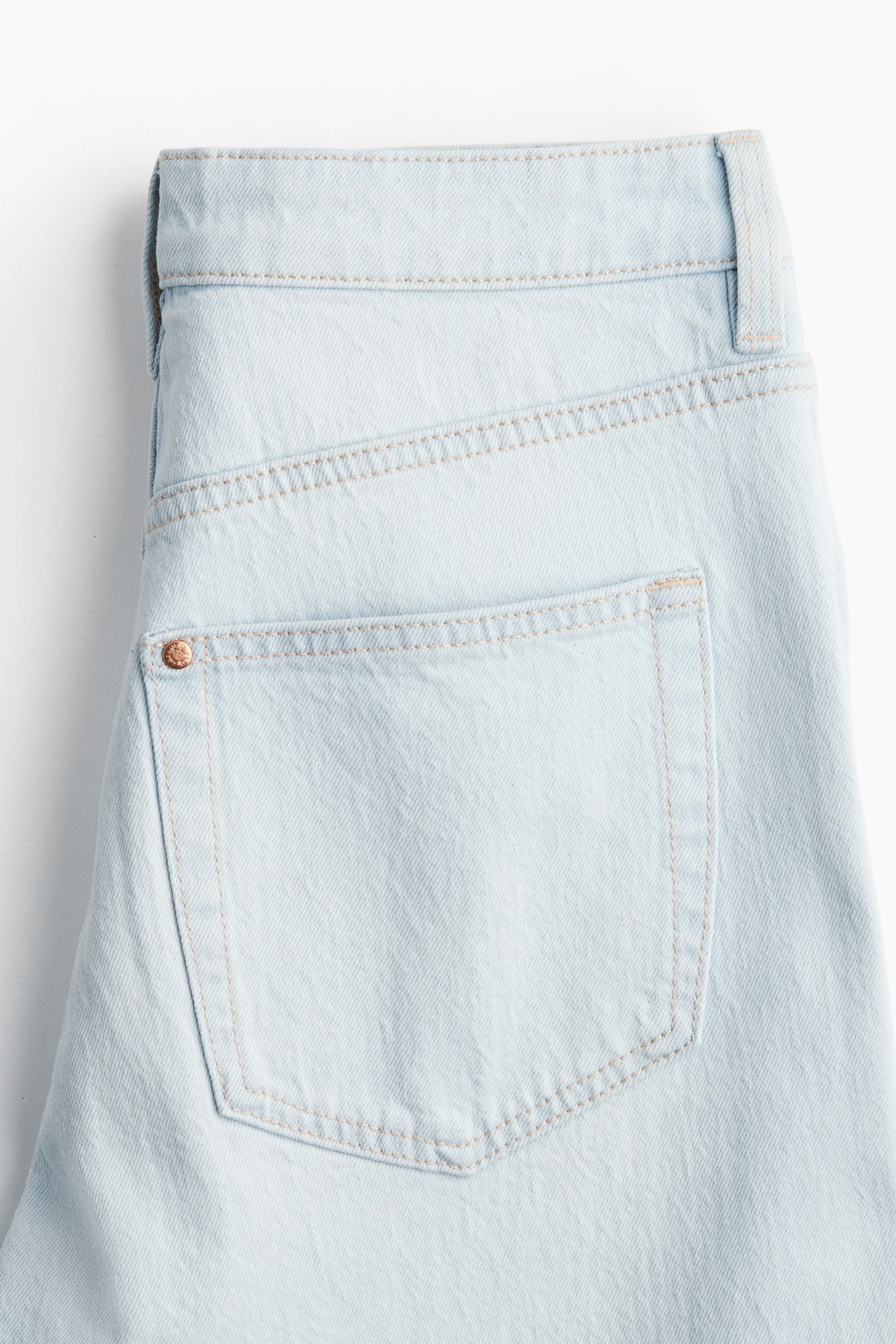 Wide High Cropped Jeans - Bleu denim pâle