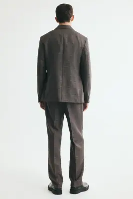 Regular Fit Suit trousers - Beige clair/carreaux — photo 2