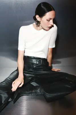 Pantalon barrel avec ceinture - Noir — photo 2