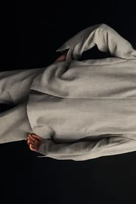 Blazer sans revers - Beige — photo 4