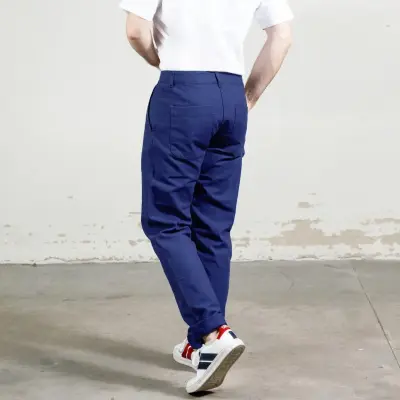Pantalon à pinces en croisé coton bio 1G/264 - Navy — photo 1