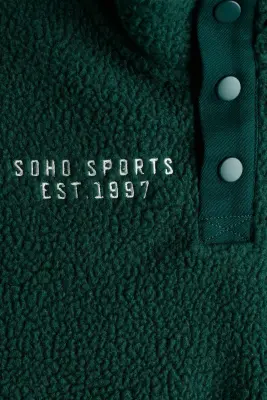 Sweat en tissu Teddy bear avec col - Vert foncé/Athletics — photo 2