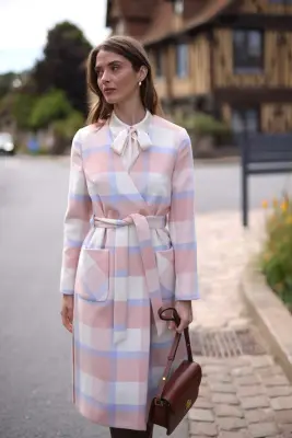 Blaire Wool Coat - Pink plaid — photo 3