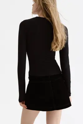 Top à effet drapé - Noir — photo 2