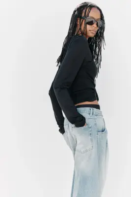 Barrel High Waist Jeans - Bleu denim clair — photo 4