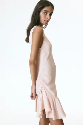 Robe volantée en crêpe - Rose clair — photo 2
