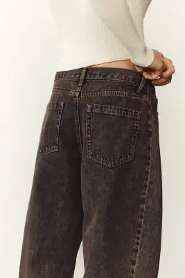 Barrel Regular Waist Jeans - Noir denim délavé — photo 3