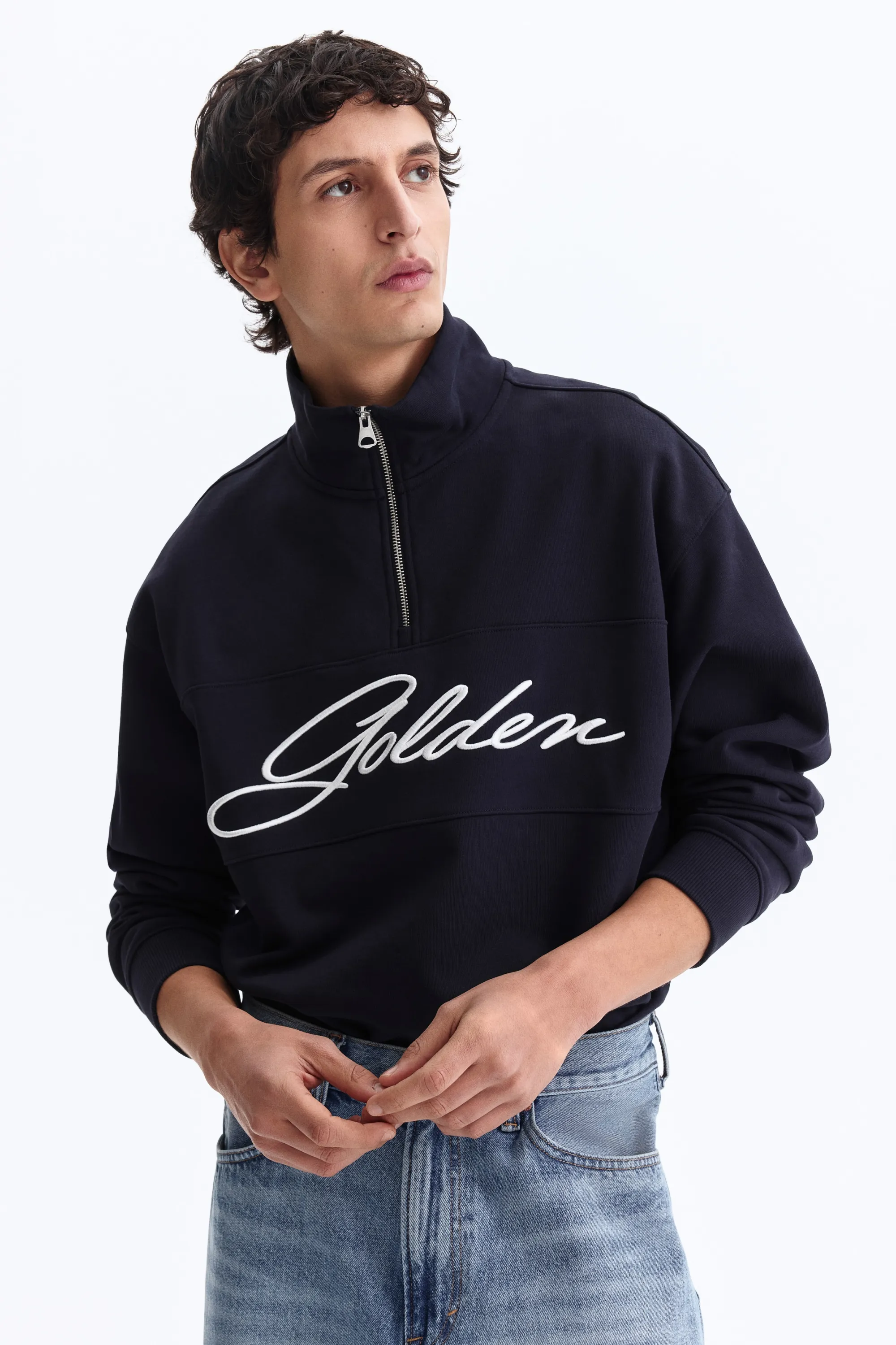 Sweat Relaxed Fit avec col zippé - Noir/Golden