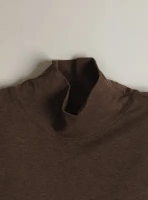 Funnel Neck Undershirt in Chocolate Cotton & Elastane — photo 2