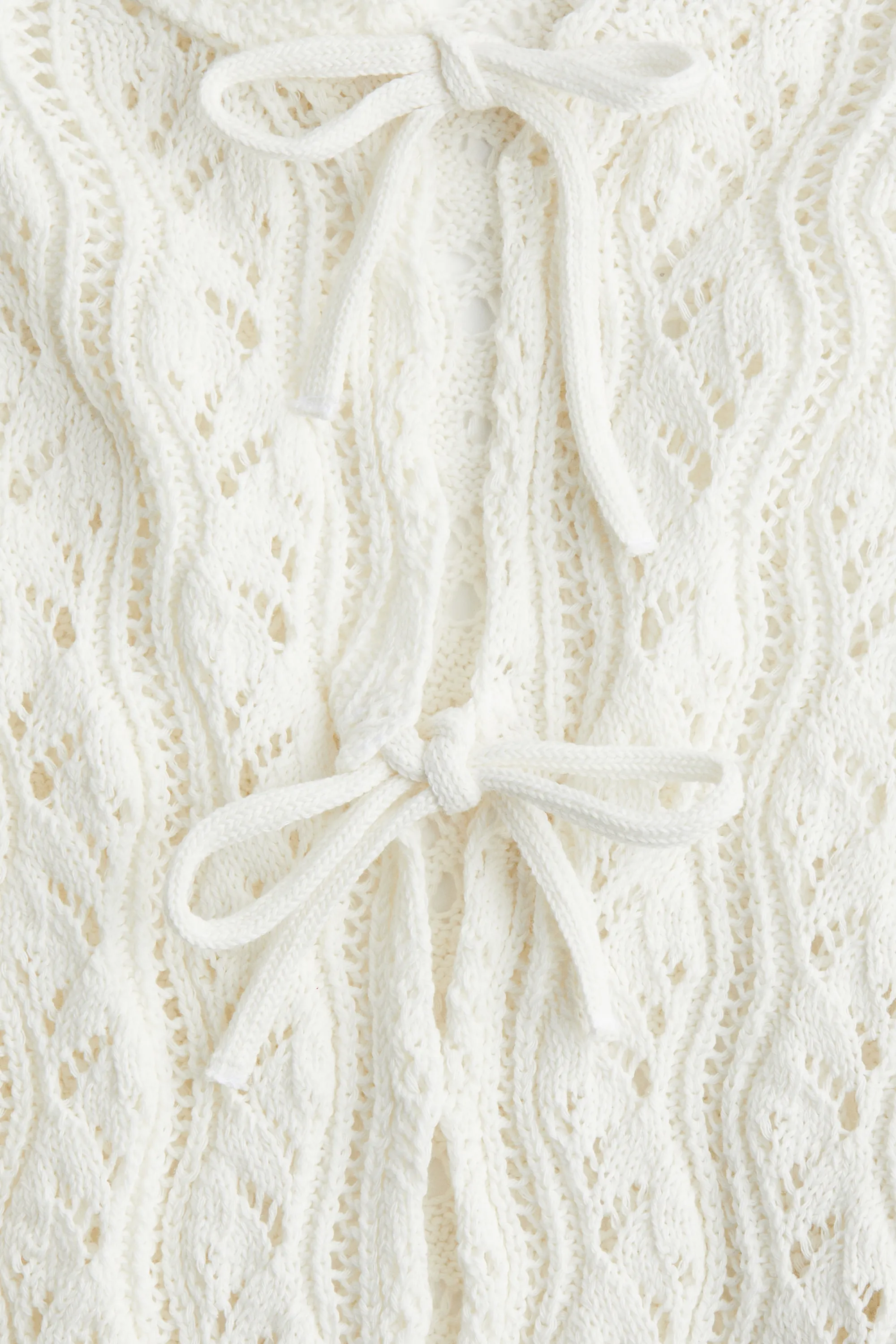 Gilet à nouer en maille pointelle - Blanc