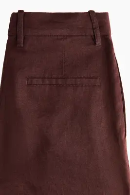 Pantalon chic en lin - Marron foncé — photo 3