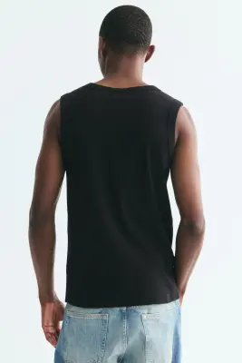 Débardeur côtelé Slim Fit - Noir — photo 3