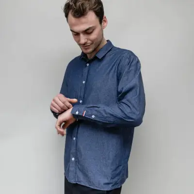 Chemise Julien Chambray bleu — photo 3