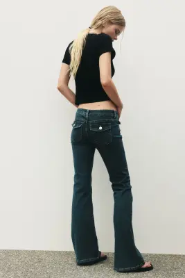 Flared Low Waist Jeans - Bleu denim foncé — photo 5