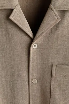 Chemise Relaxed Fit avec col cubain - Beige — photo 3