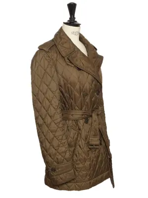 Veste trench matelassée ceinturée vert kaki doublure écossaise Prix boutique 1000€ Taille XS — photo 3