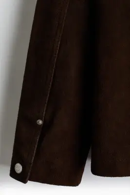 Veste en cuir velours - Marron foncé — photo 5