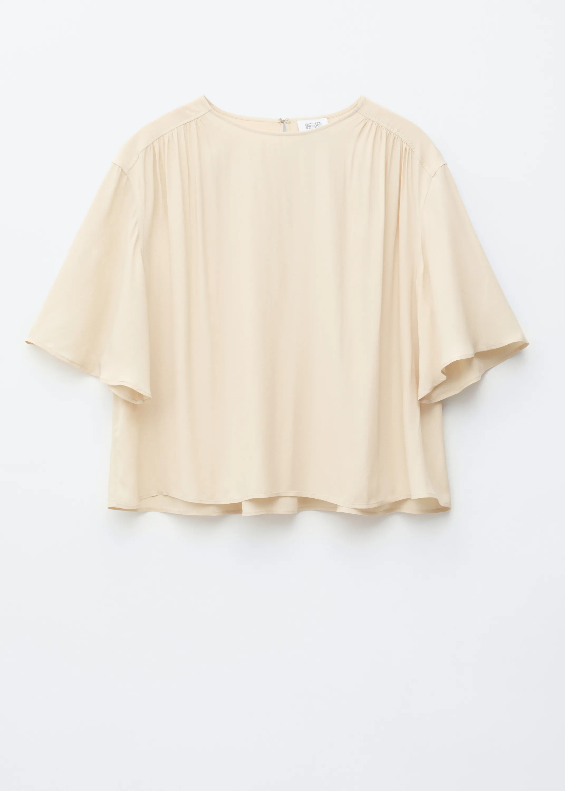 Blouse froncée en crêpe - Beige