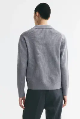 Polo Relaxed Fit en maille - Gris chiné — photo 3