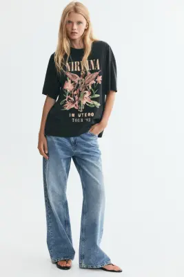 T-shirt oversize imprimé - Noir/Nirvana — photo 1