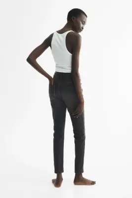 Skinny High Waist Jeans - Gris denim foncé — photo 4