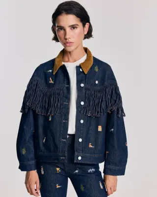 Veste Holly bleu brut et broderies ivy — photo 1