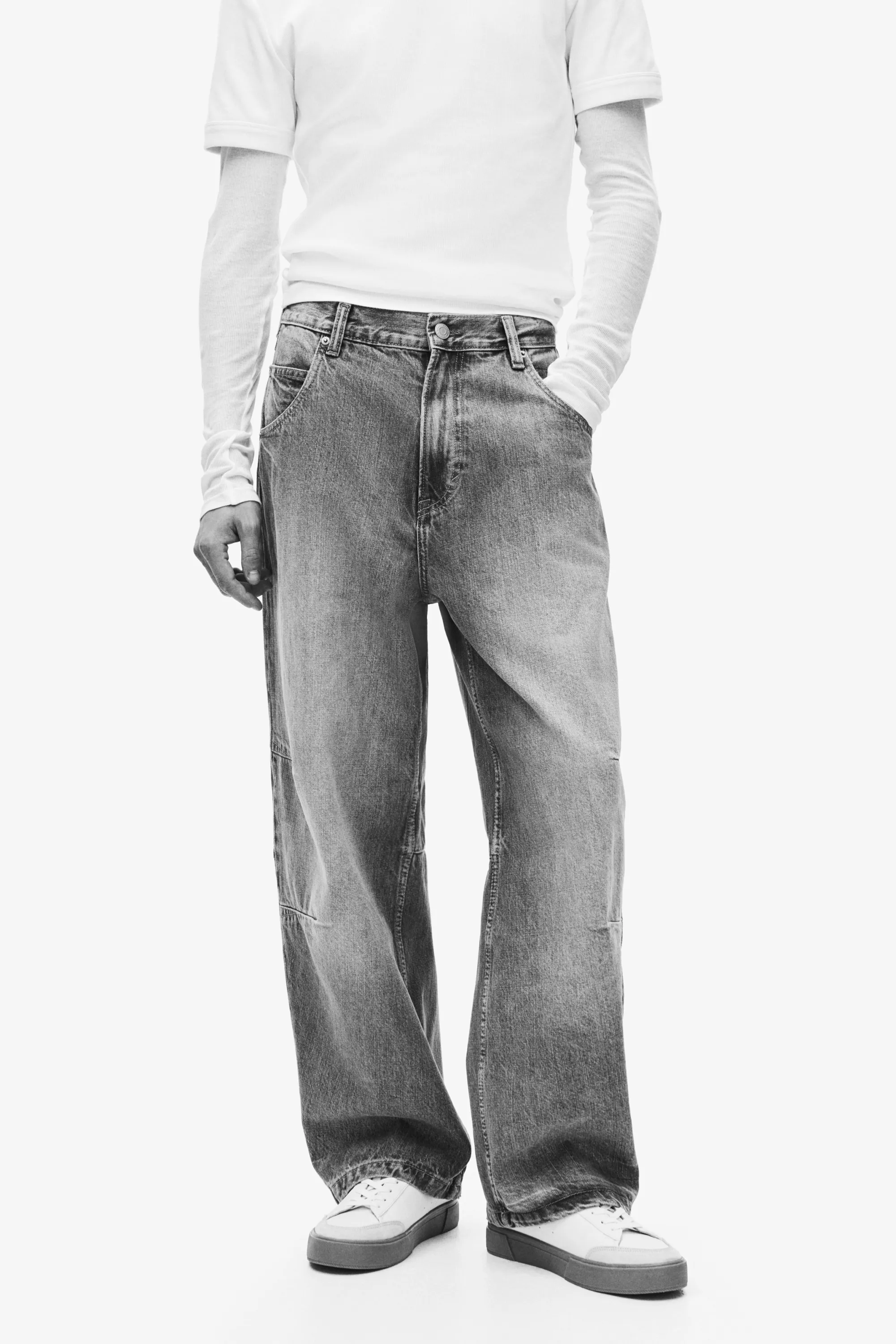Jean baggy avec pinces - Bleu denim clair