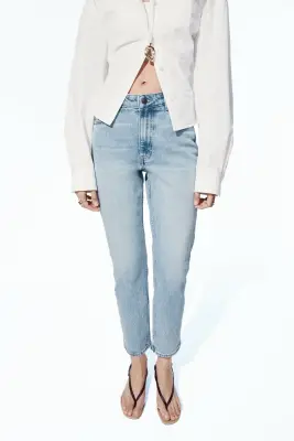 Slim Straight Regular Waist Ankle Jeans - Bleu denim clair — photo 2