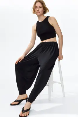 Pantalon barrel en jersey - Noir — photo 3