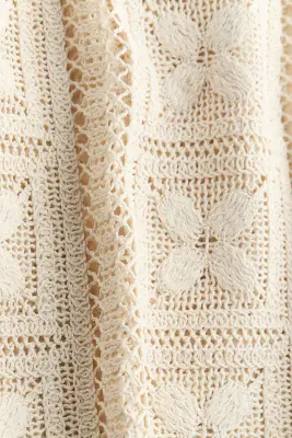 Top façon crochet en soie mélangée - Beige clair — photo 5