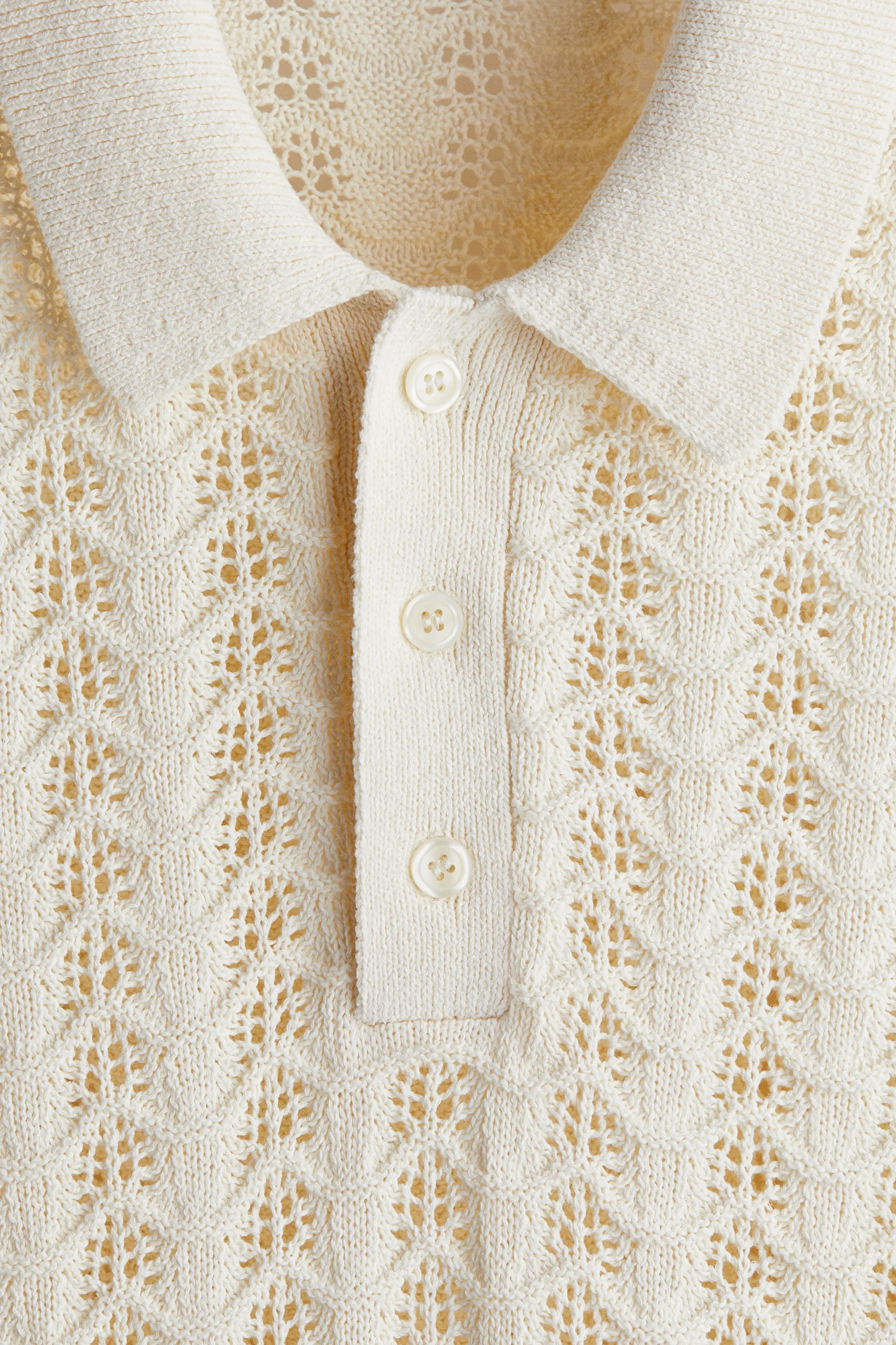 Polo Regular Fit en maille pointelle - Crème