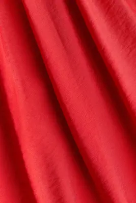 Robe avec bretelles à nouer et corsage smocké - Rouge vif — photo 4