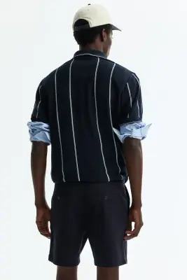 Short chino Regular Fit en coton - Bleu marine — photo 3