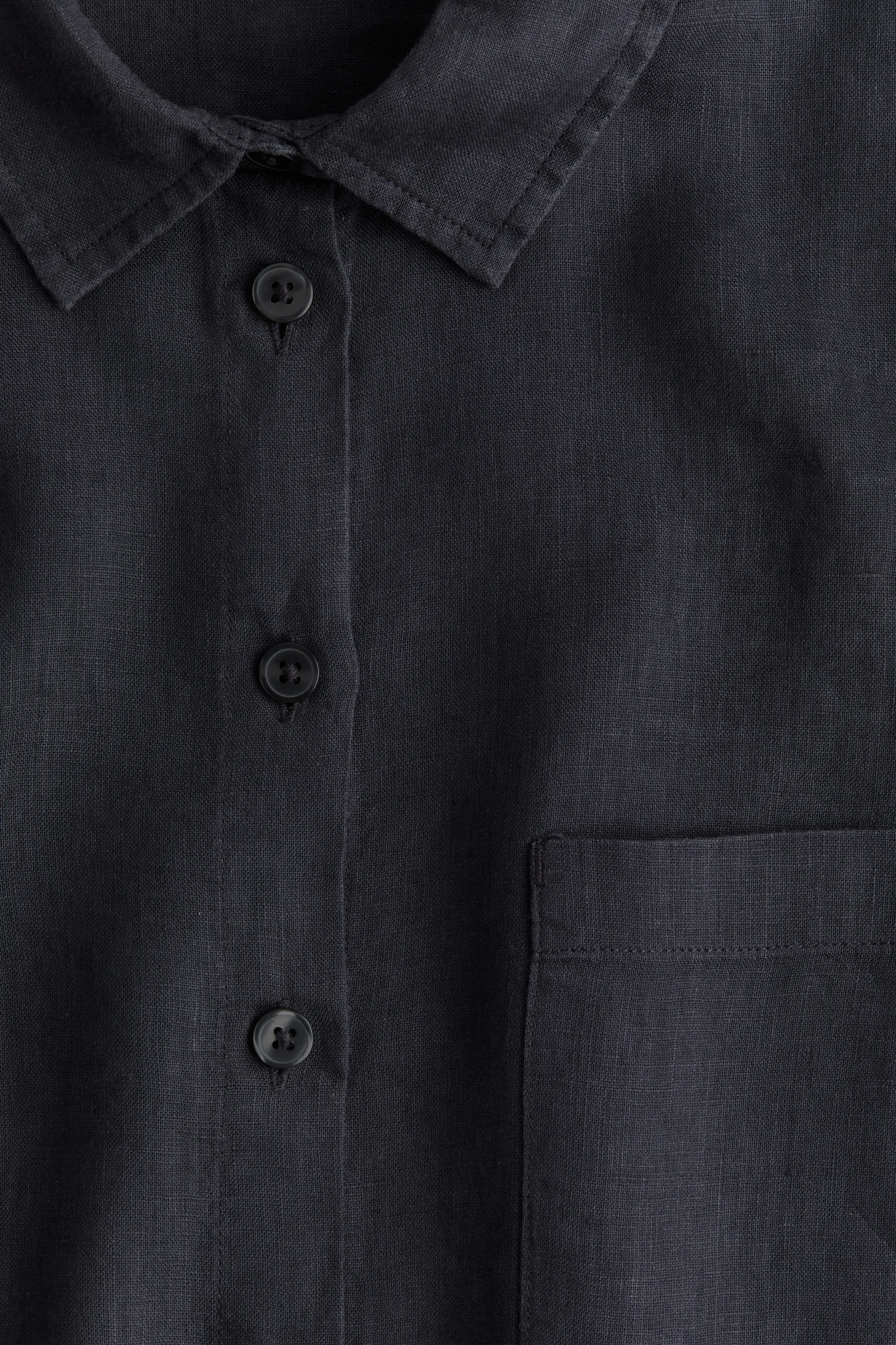 Chemise de pyjama en lin lavé - Gris anthracite