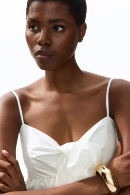 Robe à étages avec détail à nouer - Crème — photo 2