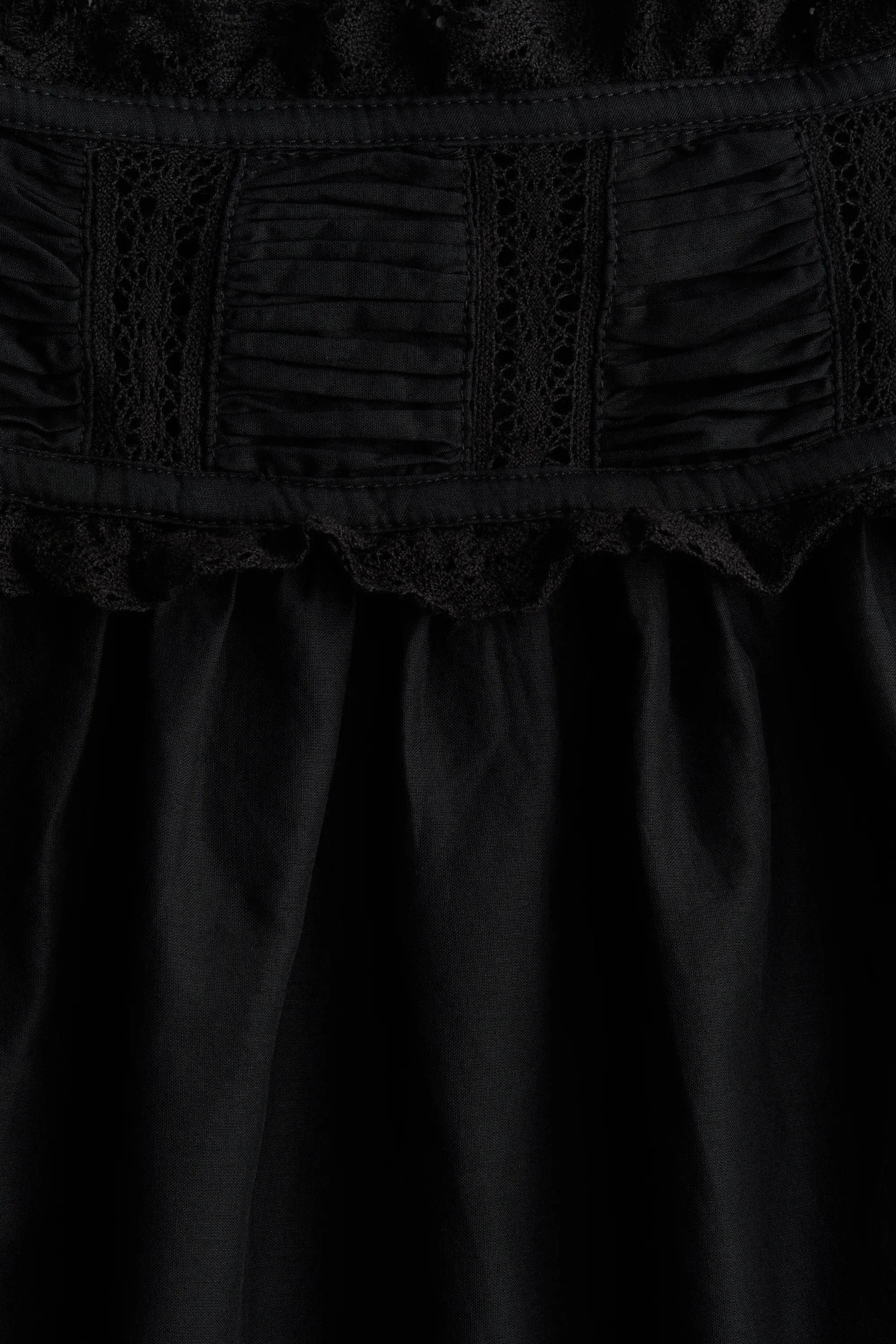 Blouse en coton avec dentelle - Noir