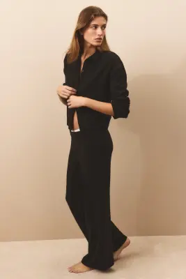 Pantalon à taille élastique - Noir — photo 3