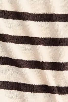 Top à encolure bateau - Crème/rayures marron foncé — photo 4