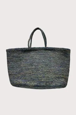 Grand Sac en Raphia Bleu Boisé — photo 5