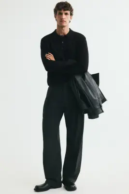 Polo Regular Fit en maille - Noir — photo 2