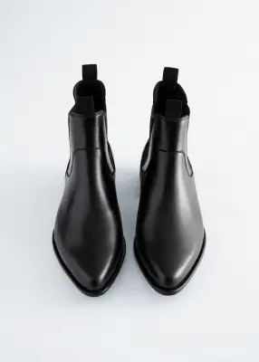 Chelsea boots en cuir à bouts pointus - Noir — photo 3